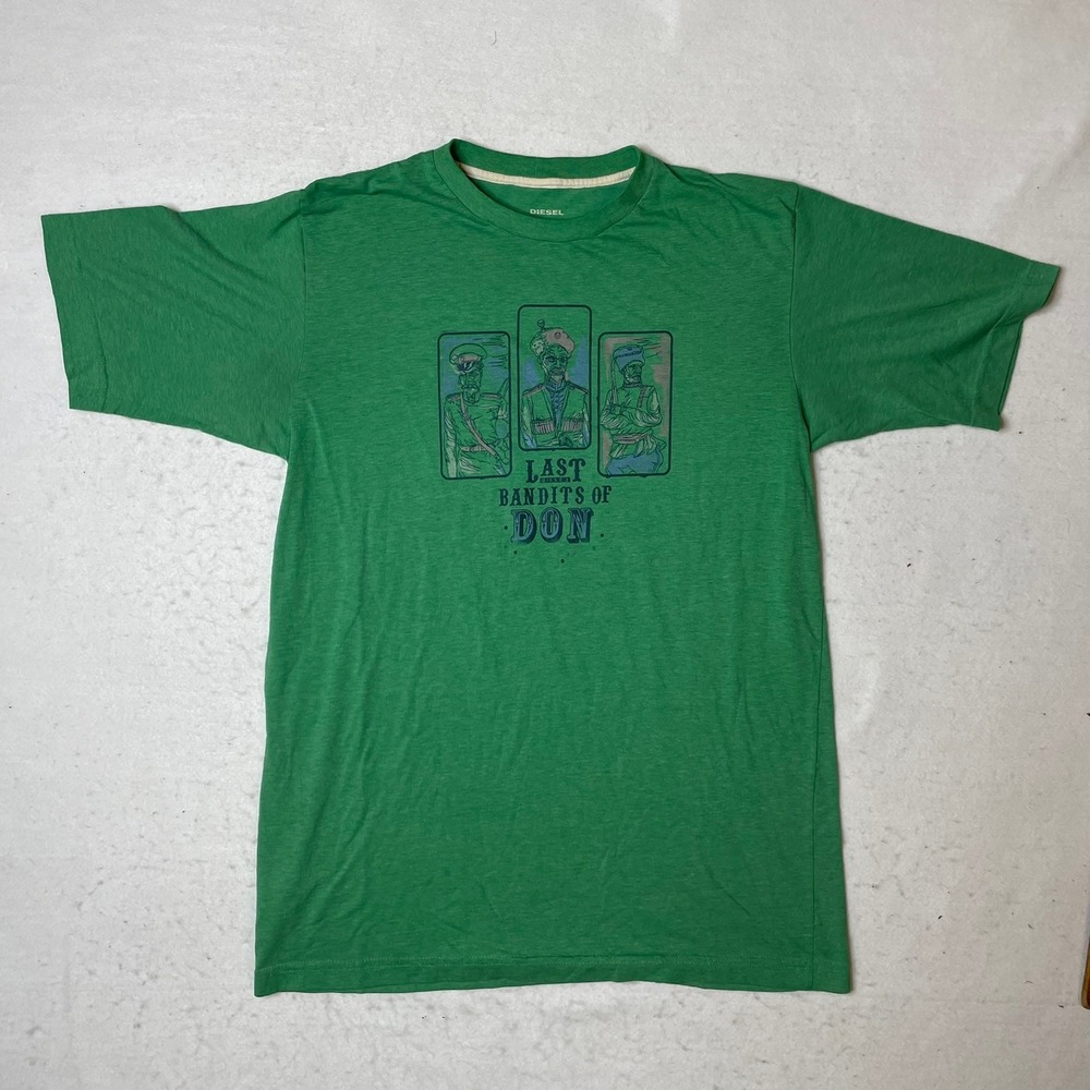 Diesel Mens T Shirt Last‎ Bandits of Don Graphic Print Green Short Sleeve Size L